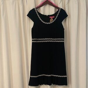 Betsey Johnson Black Midi Dress with White Accents 14
